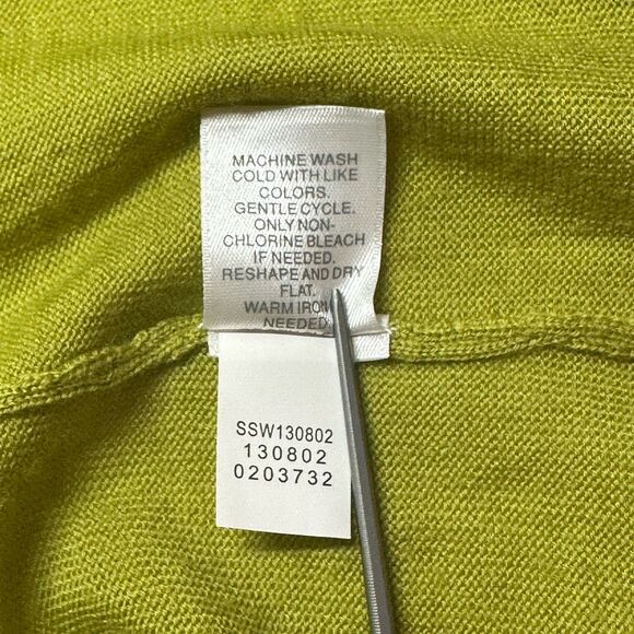 J.Jill Washable Merino Wool Sweater XS Petite Lime Green Classic Knitwear Luxe - Picture 7 of 11